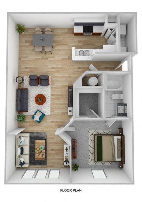 a floor plan of a 1 bedroom apartment
